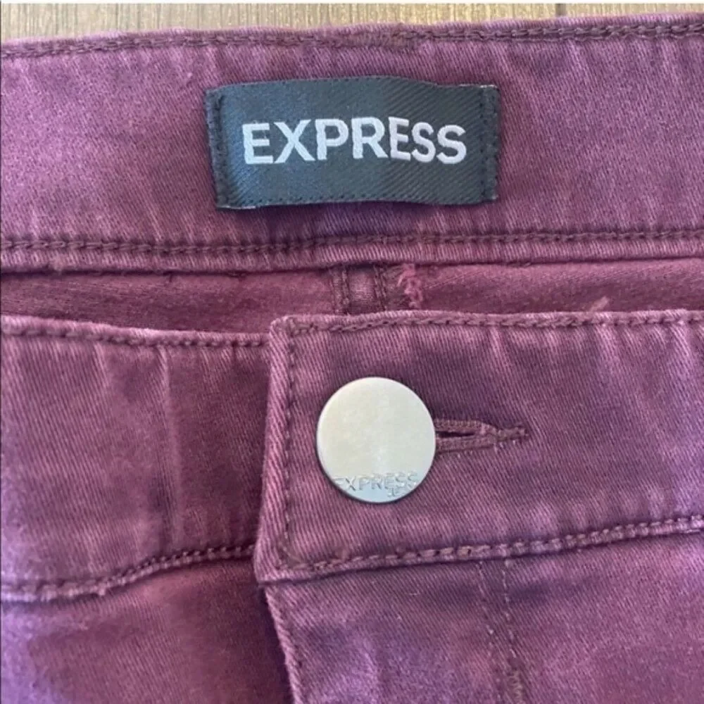Express purple jeans mid rise ankle slit